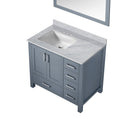 Lexora Jacques 36" W x 22" D Offset Dark Grey Single Bath Vanity with Marble Top and 34" Mirrors