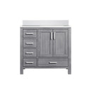 Lexora Jacques 36" W x 22" D Offset Distressed Grey Single Bath Vanity and Marble Top