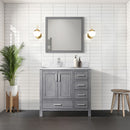 Lexora Jacques 36" W x 22" D Offset Distressed Grey Single Bath Vanity Marble Top with Faucet Set and 34" Mirrors