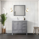 Lexora Jacques 36" W x 22" D Offset Distressed Grey Single Bath Vanity with Marble Top and 34" Mirrors