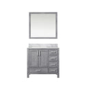 Lexora Jacques 36" W x 22" D Offset Distressed Grey Single Bath Vanity with Marble Top and 34" Mirrors