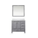 Lexora Jacques 36" W x 22" D Offset Distressed Grey Single Bath Vanity with Marble Top and 34" Mirrors