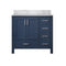 Lexora Jacques 36" W x 22" D Offset Navy Blue Single Bath Vanity and Marble Top