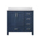 Lexora Jacques 36" W x 22" D Offset Navy Blue Single Bath Vanity and Marble Top