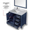 Lexora Jacques 36" W x 22" D Offset Navy Blue Single Bath Vanity Marble Top with Faucet Set and 34" Mirrors