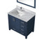 Lexora Jacques 36" W x 22" D Offset Navy Blue Single Bath Vanity Marble Top with Faucet Set and 34" Mirrors