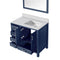 Lexora Jacques 36" W x 22" D Offset Navy Blue Single Bath Vanity with Marble Top and 34" Mirrors