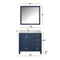 Lexora Jacques 36" W x 22" D Offset Navy Blue Single Bath Vanity with Marble Top and 34" Mirrors