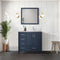 Lexora Jacques 36" W x 22" D Offset Navy Blue Single Bath Vanity with Marble Top and 34" Mirrors