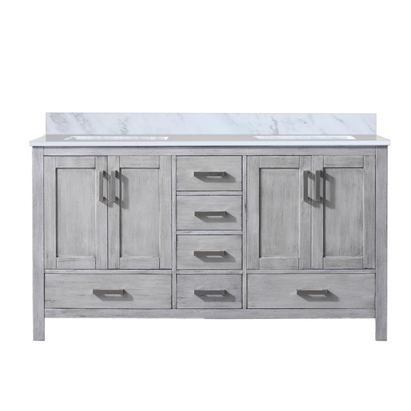 Lexora Jacques 60" W x 22" D Double Bath Vanity and Marble Top