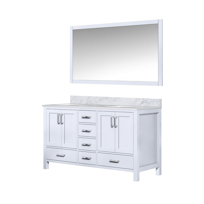 Lexora Jacques 60" W x 22" D Double Bath Vanity and Marble Top with 58" Mirror