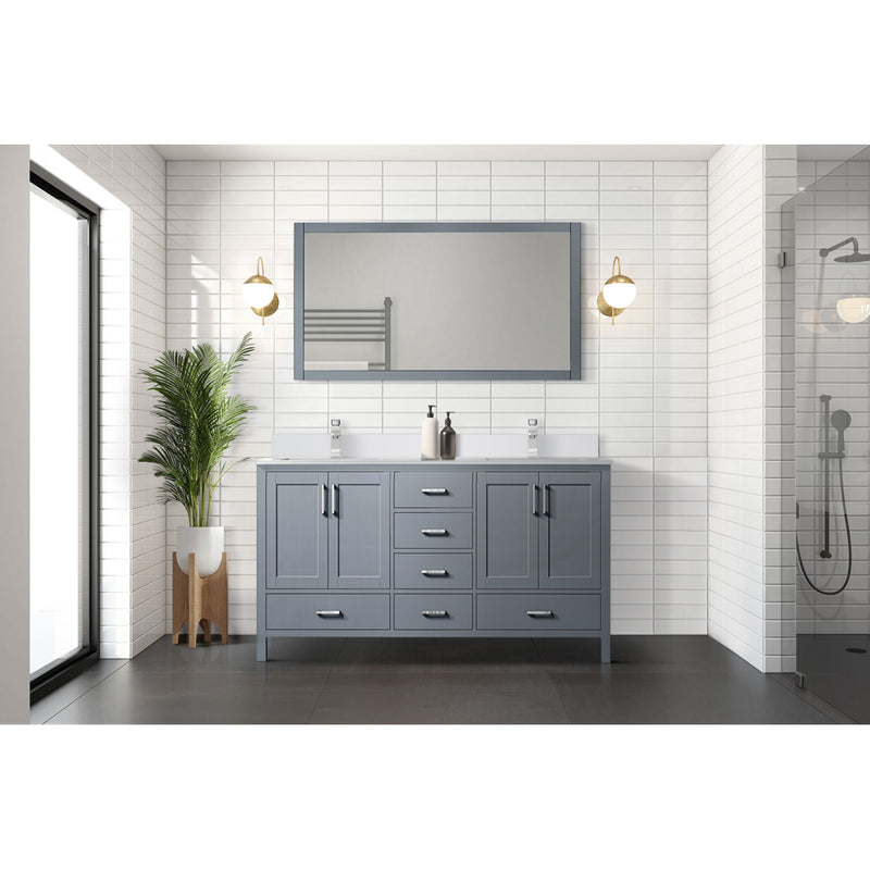 Lexora Jacques 60" W x 22" D Double Bath Vanity and Marble Top with Faucet Set and 58" Mirror