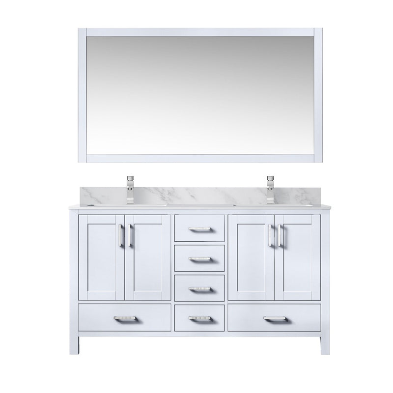 Lexora Jacques 60" W x 22" D Double Bath Vanity and Marble Top with Faucet Set and 58" Mirror