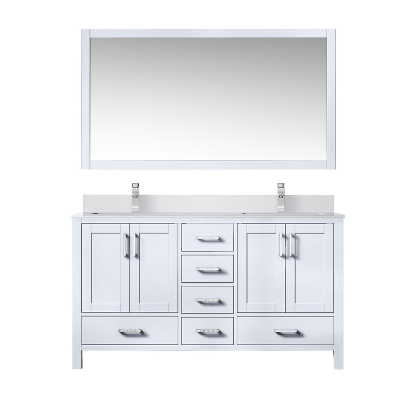 Lexora Jacques 60" W x 22" D Double Bath Vanity and Marble Top with Faucet Set and 58" Mirror