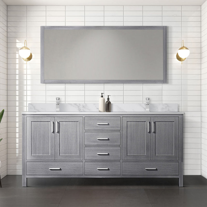 Lexora Jacques 72" W x 22" D Double Bath Vanity and Marble Top with 28" Mirror