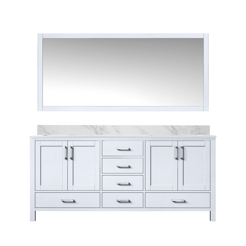 Lexora Jacques 72" W x 22" D Double Bath Vanity and Marble Top with 28" Mirror