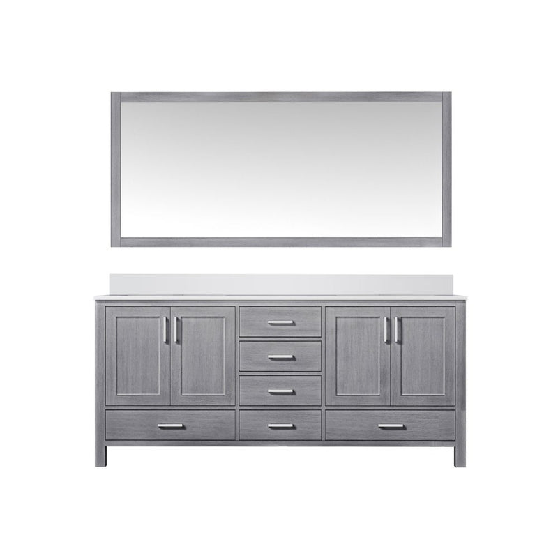 Lexora Jacques 72" W x 22" D Double Bath Vanity and Marble Top with 28" Mirror