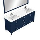 Lexora Jacques 72" W x 22" D Double Bath Vanity and Marble Top, Faucet Set with 28" Mirror