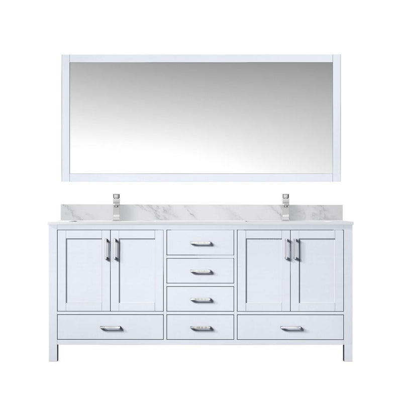 Lexora Jacques 72" W x 22" D Double Bath Vanity and Marble Top, Faucet Set with 28" Mirror