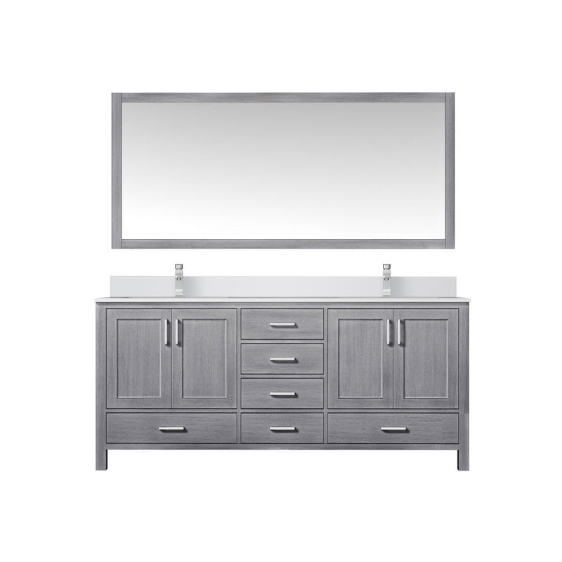 Lexora Jacques 72" W x 22" D Double Bath Vanity and Marble Top, Faucet Set with 28" Mirror