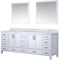 Lexora Jacques 84" W x 22" D White Double Bath Vanity with Marble Top and 34" Mirrors