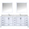 Lexora Jacques 84" W x 22" D White Double Bath Vanity Marble Top with Faucet Set and 34" Mirrors