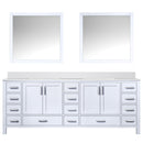 Lexora Jacques 84" W x 22" D White Double Bath Vanity with Marble Top and 34" Mirrors