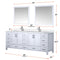 Lexora Jacques 84" W x 22" D White Double Bath Vanity Marble Top with Faucet Set and 34" Mirrors