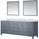 Lexora Jacques 84" W x 22" D Dark Grey Double Bath Vanity with Marble Top and 34" Mirrors