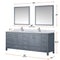 Lexora Jacques 84" W x 22" D Dark Grey Double Bath Vanity with Marble Top and 34" Mirrors