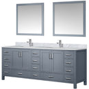 Lexora Jacques 84" W x 22" D Dark Grey Double Bath Vanity Marble Top with Faucet Set and 34" Mirrors