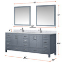 Lexora Jacques 84" W x 22" D Dark Grey Double Bath Vanity Marble Top with Faucet Set and 34" Mirrors