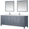 Lexora Jacques 84" W x 22" D Dark Grey Double Bath Vanity Marble Top with Faucet Set and 34" Mirrors