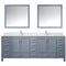 Lexora Jacques 84" W x 22" D Dark Grey Double Bath Vanity Marble Top with Faucet Set and 34" Mirrors