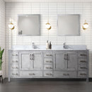 Lexora Jacques 84" W x 22" D Distressed Grey Double Bath Vanity Marble Top with Faucet Set and 34" Mirrors