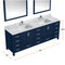 Lexora Jacques 84" W x 22" D Navy Blue Double Bath Vanity with Marble Top and 34" Mirrors