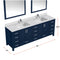 Lexora Jacques 84" W x 22" D Navy Blue Double Bath Vanity with Marble Top and 34" Mirrors