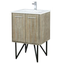 Lexora Lancy 24" W x 20" D Rustic Acacia Bath Vanity White Quartz Top with Faucet Set