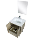 Lexora Lancy 24" W x 20" D Rustic Acacia Bath Vanity White Quartz Top with Faucet Set and 18" Mirror