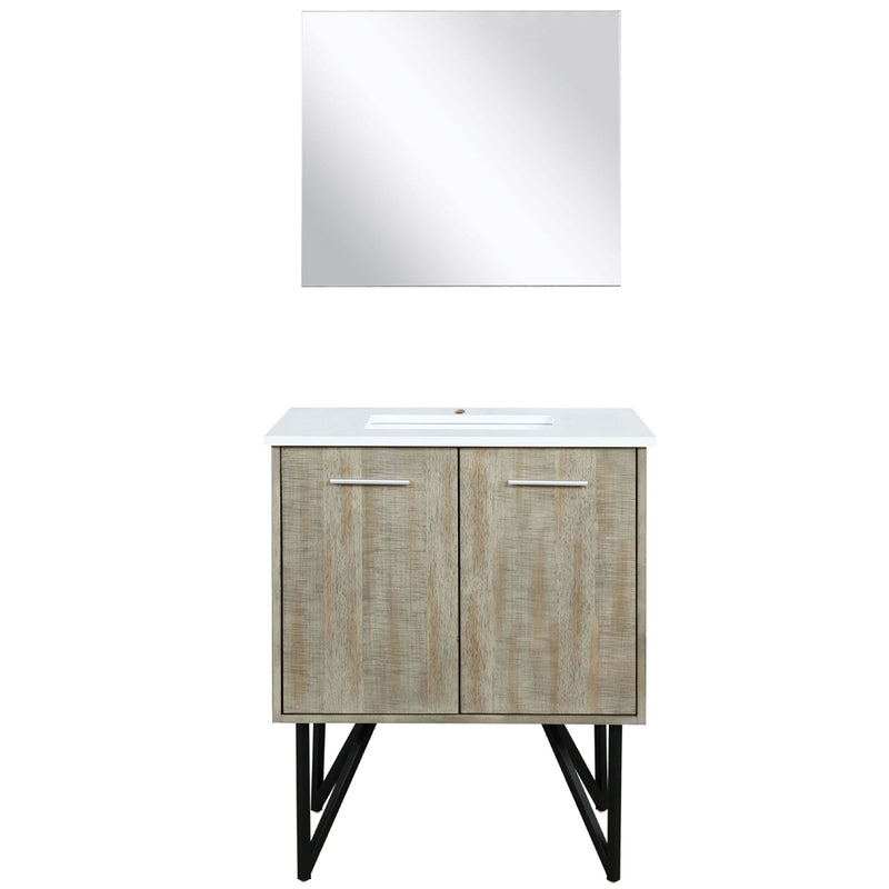 Lexora Lancy 30" W x 20" D Rustic Acacia Bath Vanity Marble Top and 28" Mirror