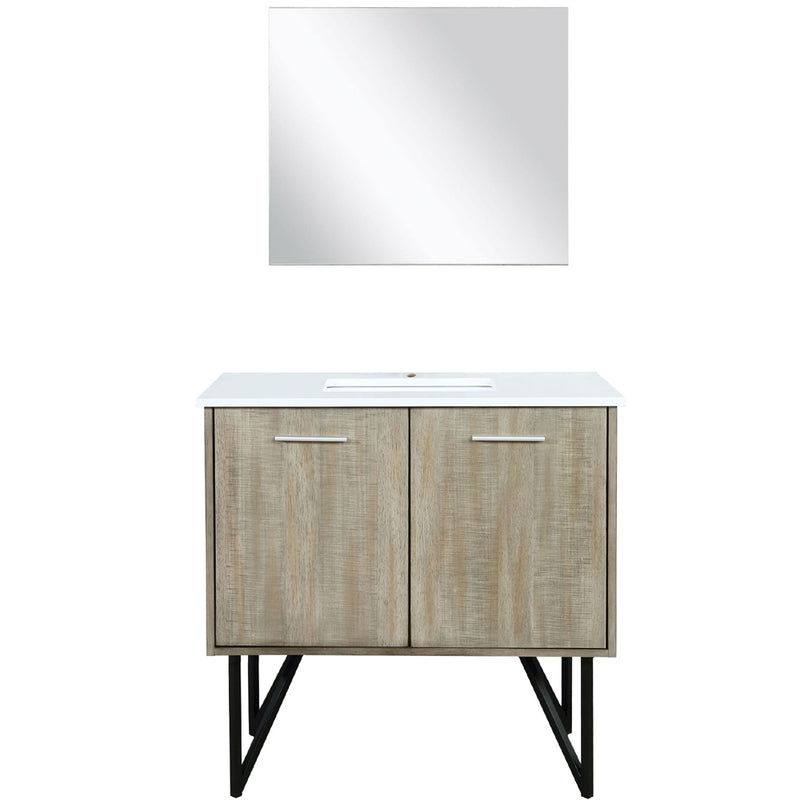 Lexora Lancy 36" W x 20" D Rustic Acacia Bath Vanity Marble Top and 28" Mirror