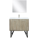 Lexora Lancy 36" W x 20" D Rustic Acacia Bath Vanity White Quartz Top with Faucet Set and 28" Mirror