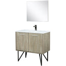 Lexora Lancy 36" W x 20" D Rustic Acacia Bath Vanity White Quartz Top with Faucet Set and 28" Mirror