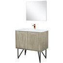 Lexora Lancy 36" W x 20" D Rustic Acacia Bath Vanity White Quartz Top with Faucet Set and 28" Mirror