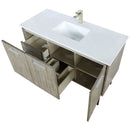 Lexora Lancy 48" W x 20" D Rustic Acacia Bath Vanity, White Quartz Top with Faucet Set