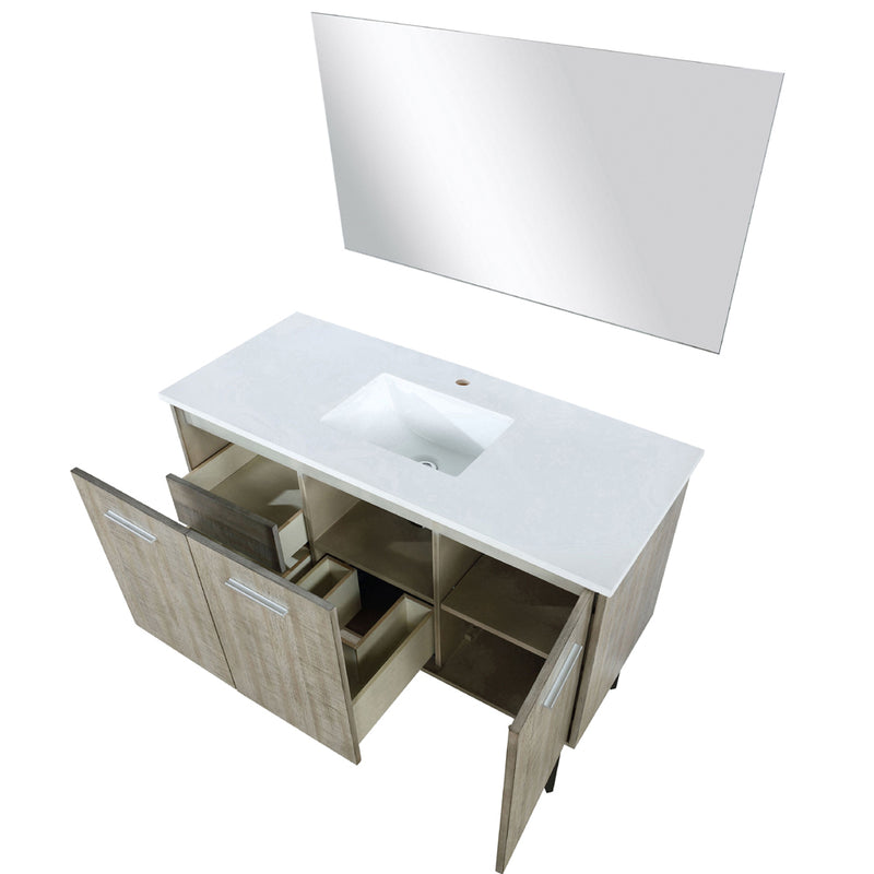 Lexora Lancy 48" W x 20" D Rustic Acacia Bath Vanity Marble Top and 43" Mirror