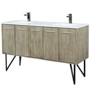 Lexora Lancy 60" W x 20" D Rustic Acacia Double Bath Vanity White Quartz Top with Faucet Set