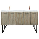 Lexora Lancy 60" W x 20" D Rustic Acacia Double Bath Vanity White Quartz Top with Faucet Set