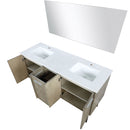 Lexora Lancy 60" W x 20" D Rustic Acacia Double Bath Vanity Marble Top and 55" Mirror