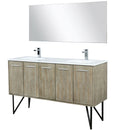 Lexora Lancy 60" W x 20" D Rustic Acacia Double Bath Vanity White Quartz Top with Faucet Set and 55" Mirror